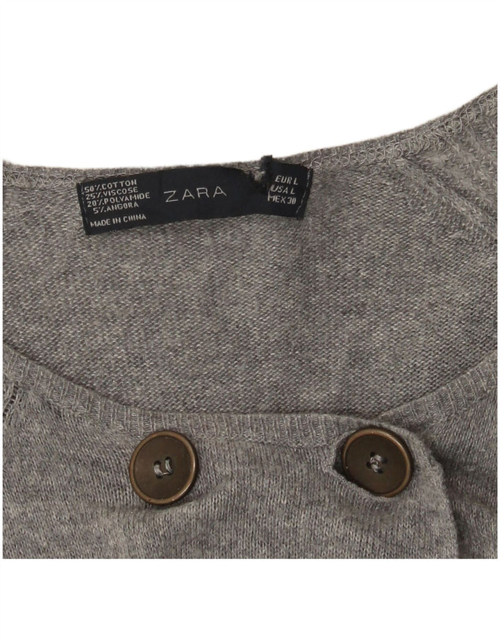 Pulover cardigan pentru femei Zara UK 14 mare bumbac gri