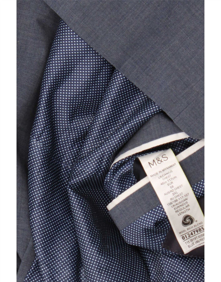 Jachetă pentru bărbați Marks & Spencer, cu 2 nasturi, UK 46 3XL Lână albastră