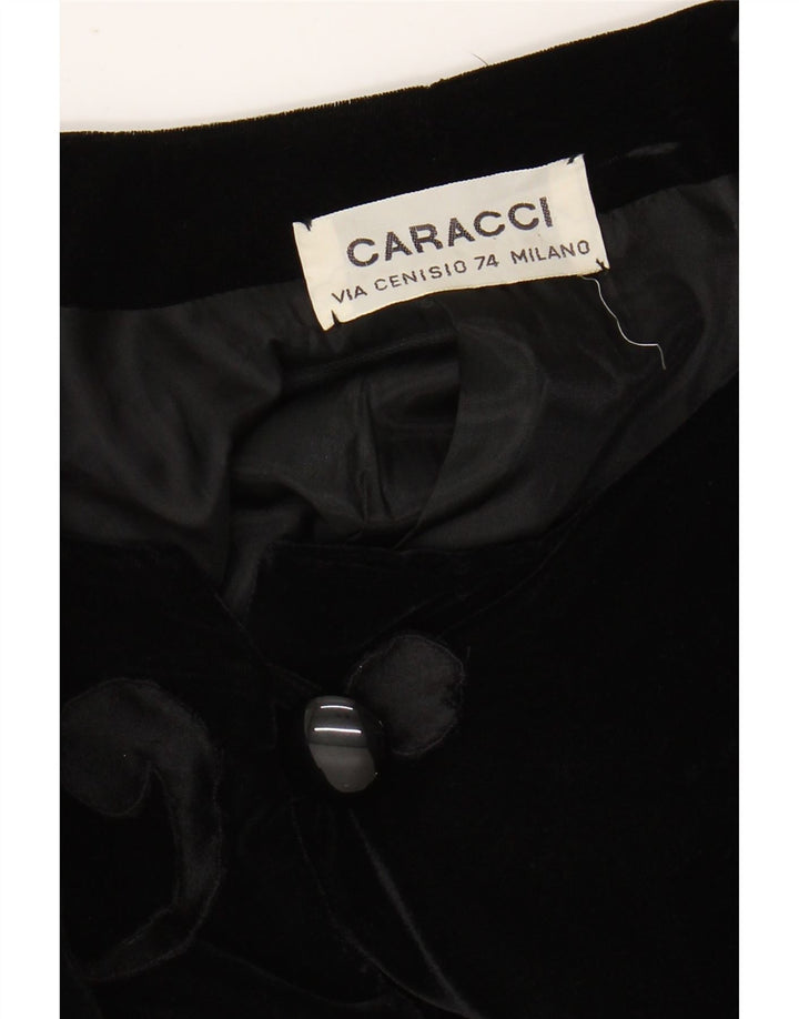 Jachetă pentru femei VINTAGE din catifea cu 5 nasturi UK 12 Medium Black Paisley