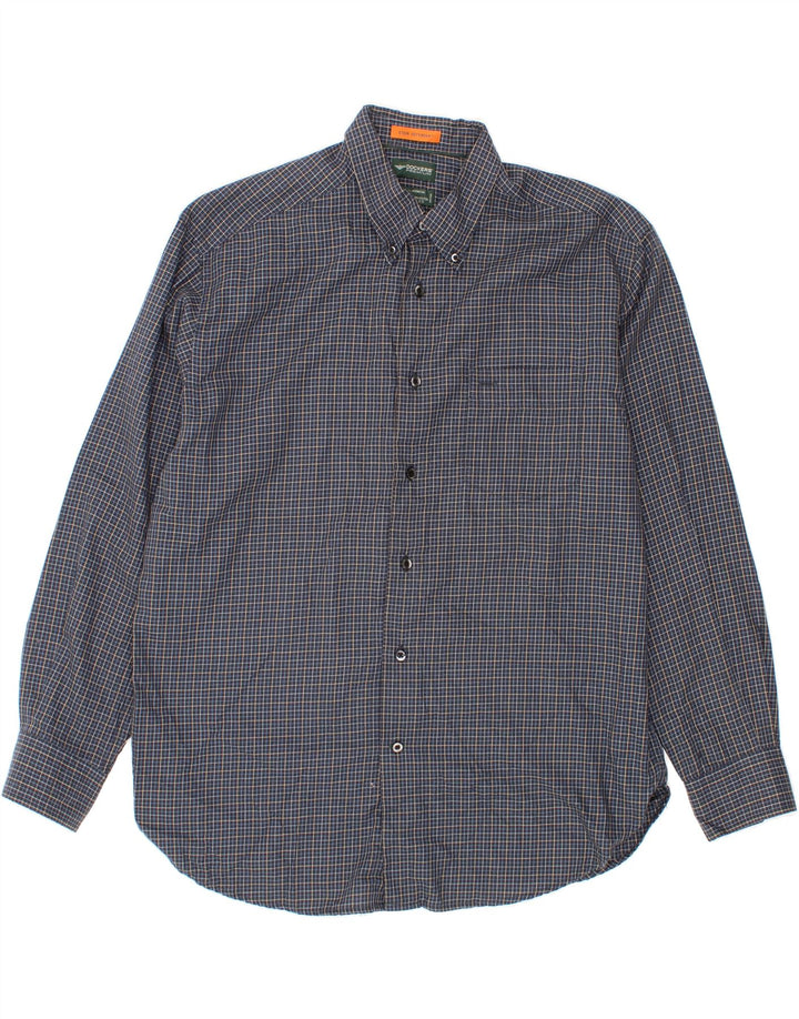 DOCKERS Mens Shirt Large Navy Blue Check Cotton Vintage Dockers and Second-Hand Dockers from Messina Hembry 