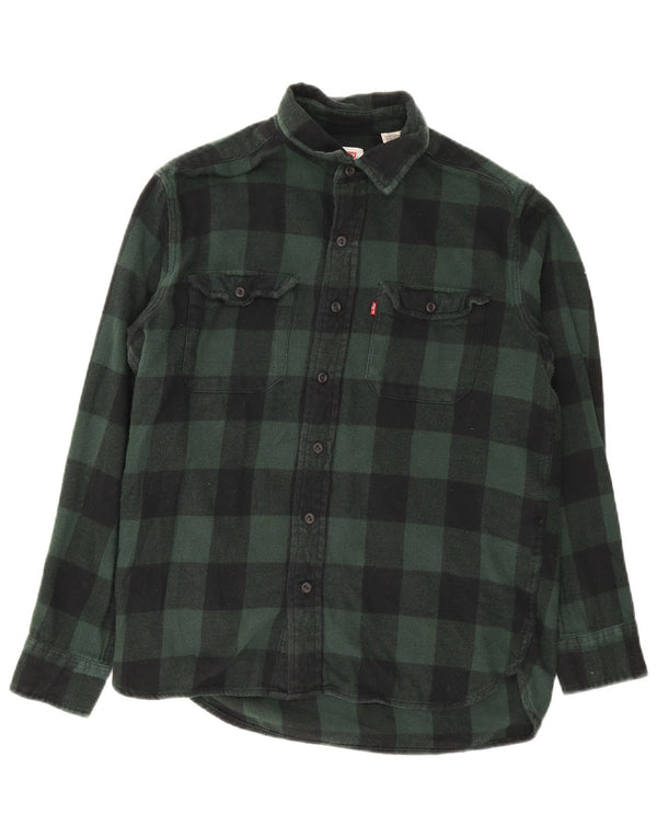Cămașă de flanel pentru bărbați Levi's, din bumbac, verde, de culoare vichy