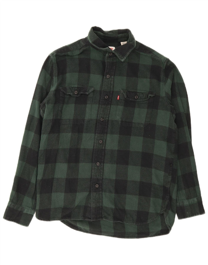 Cămașă de flanel pentru bărbați Levi's, din bumbac, verde, de culoare vichy