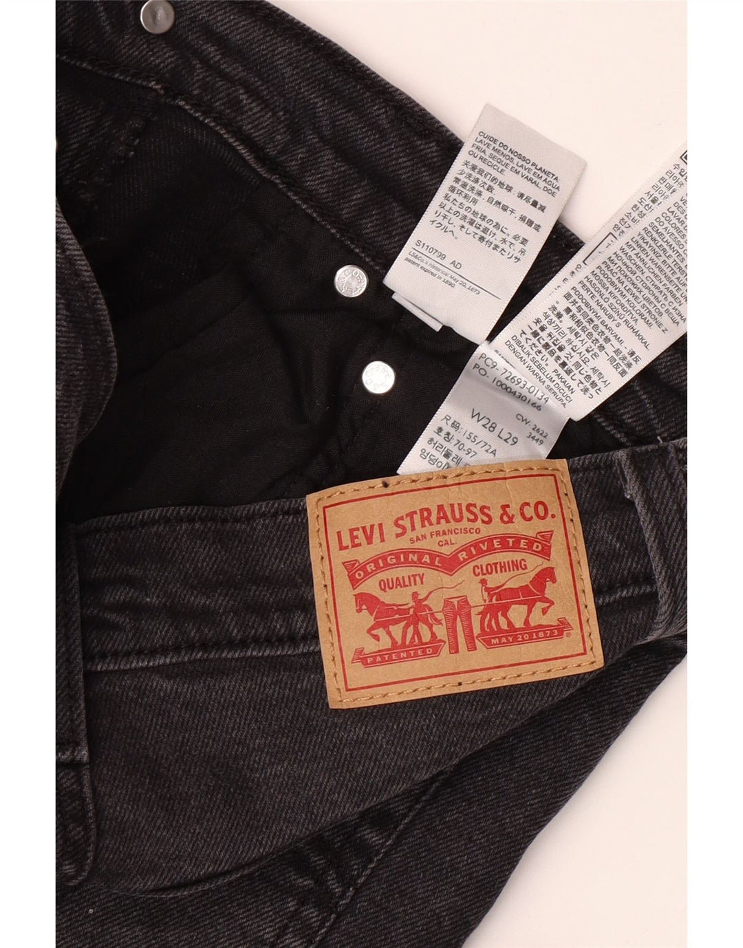 Blugi drepti pentru femei LEVI'S Ribcage W28 L29 bumbac gri