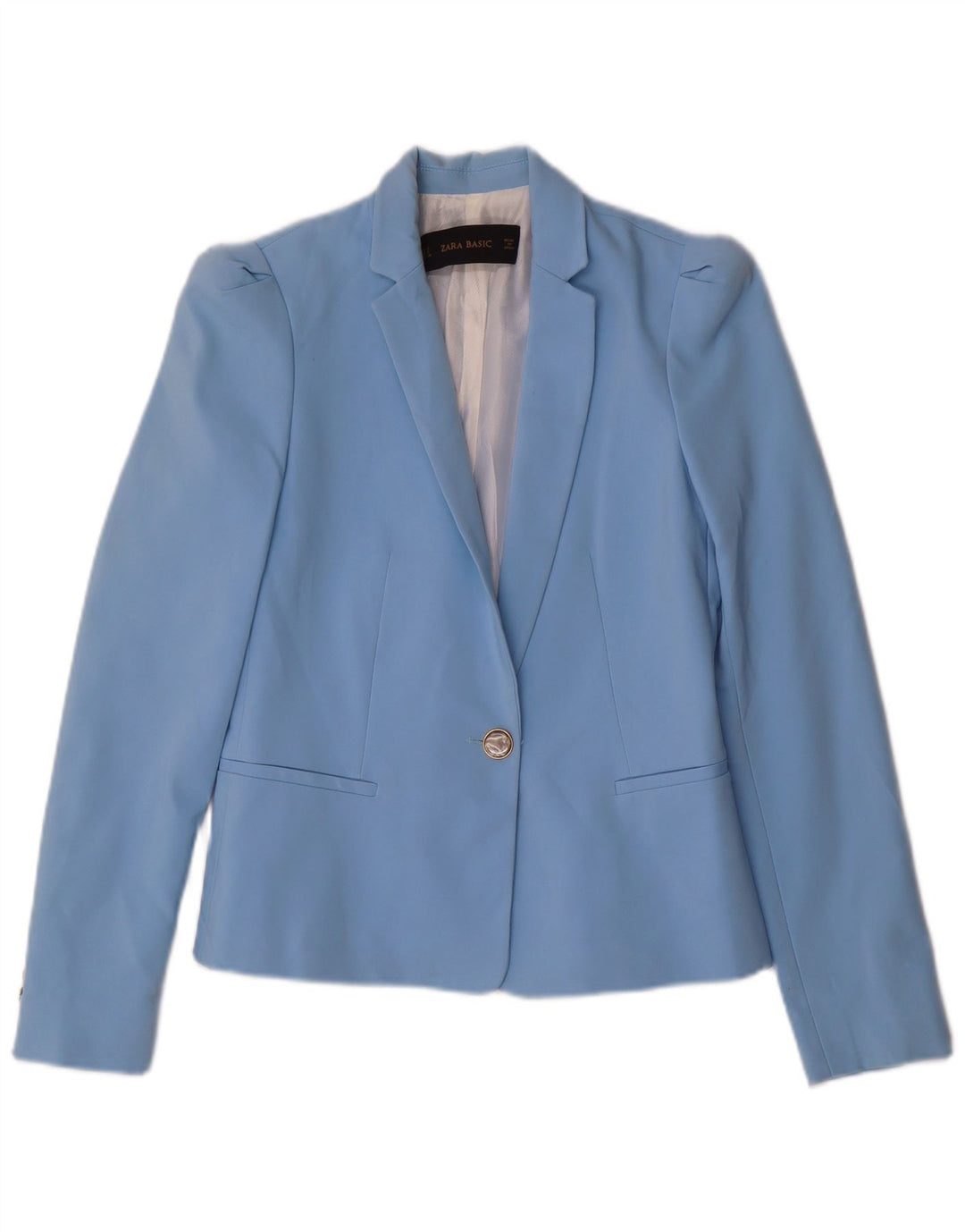 Sacou blazer pentru femei Zara, cu 1 nasture, UK 10, poliester albastru mic
