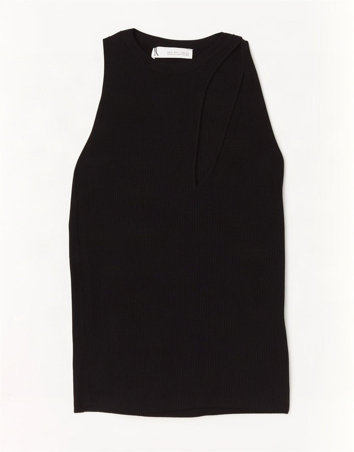 Vestă Crop Top pentru femei Zara UK 8 Small Black Viscose