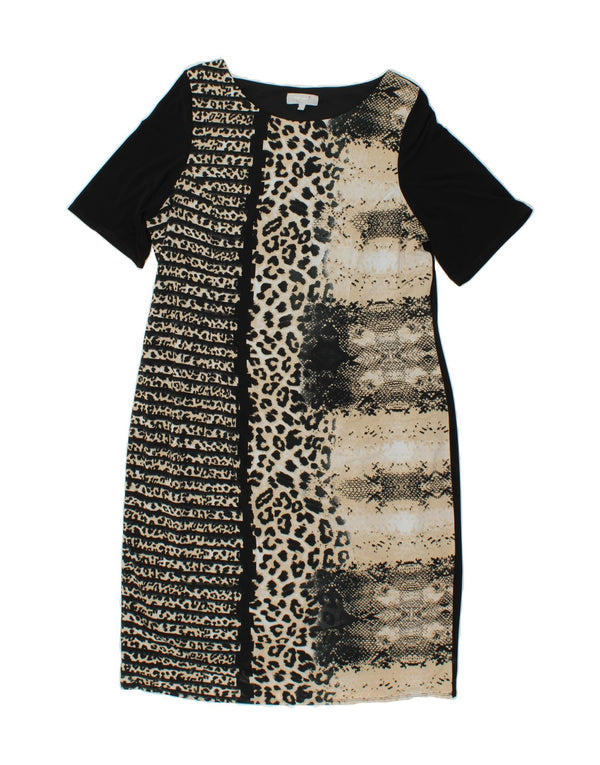 PER UNA Rochie teacă pentru femei UK 20 2XL Negru Animal Print Camelhair