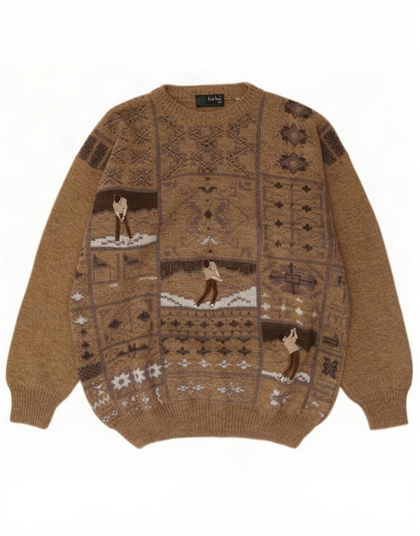 Tris Line Pulover cu decolteu cu grafică pentru bărbați IT 54 XL Brown Fair Isle