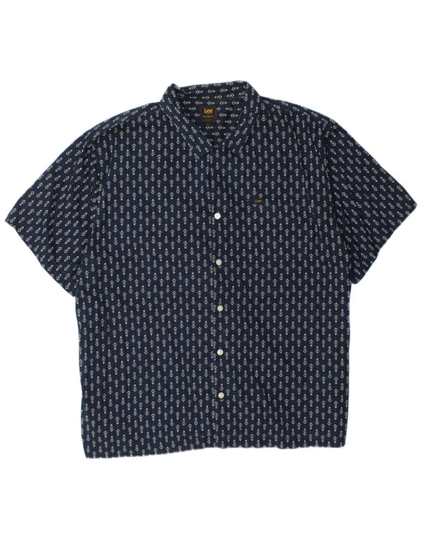 Cămașă Lee pentru bărbați, cu mânecă scurtă, cu croiala relaxată, 2XL, bumbac floral, albastru bleumarin