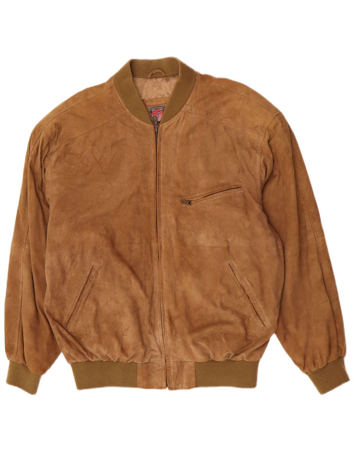 Jachetă Bomber din piele intoarsa pentru barbati vintage UK 44 2XL piele maro