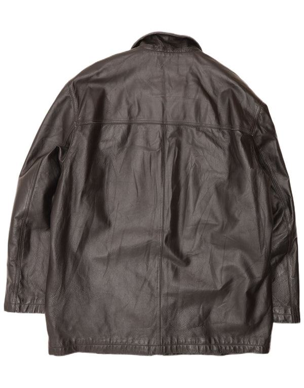 Palton din piele vintage pentru bărbați IT 58 3XL negru