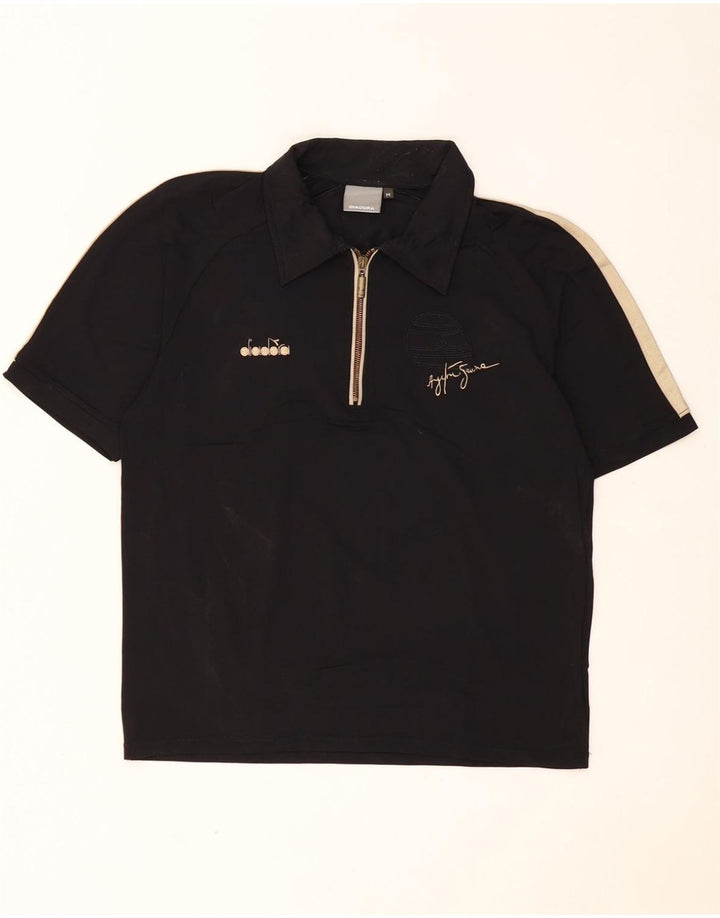 Tricou polo pentru bărbați DIADORA, negru mediu, poliamidă color bloc