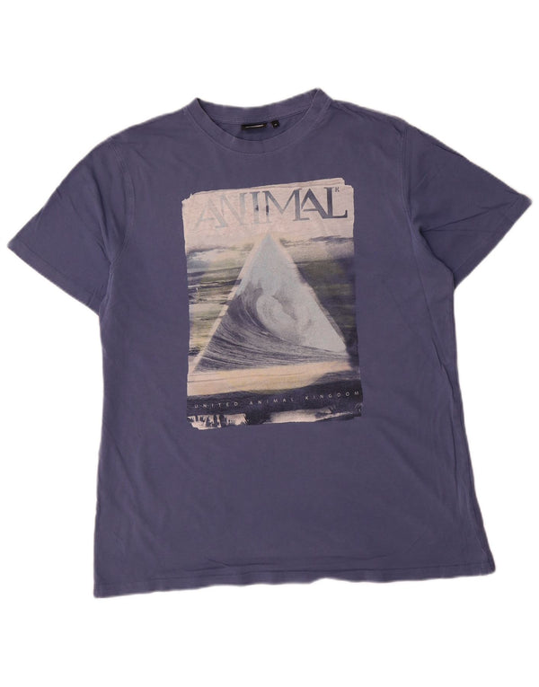 Tricou grafic pentru bărbați Animal Top Medium Blue Bumbac