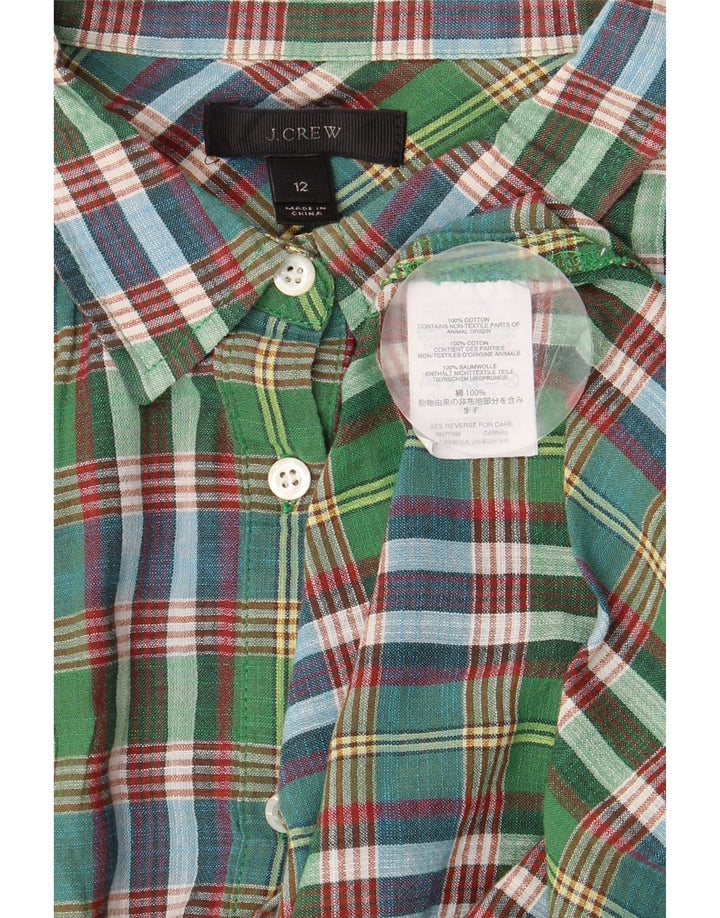 J. CREW Womens Pullover Shirt US 12 Large Green Check Cotton Vintage J. Crew and Second-Hand J. Crew from Messina Hembry 