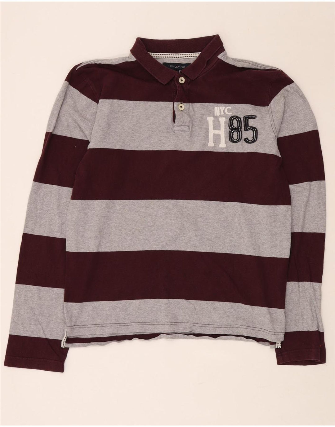 TOMMY HILFIGER Tricou polo slim rugby pentru bărbați XL Burgundy colorblock