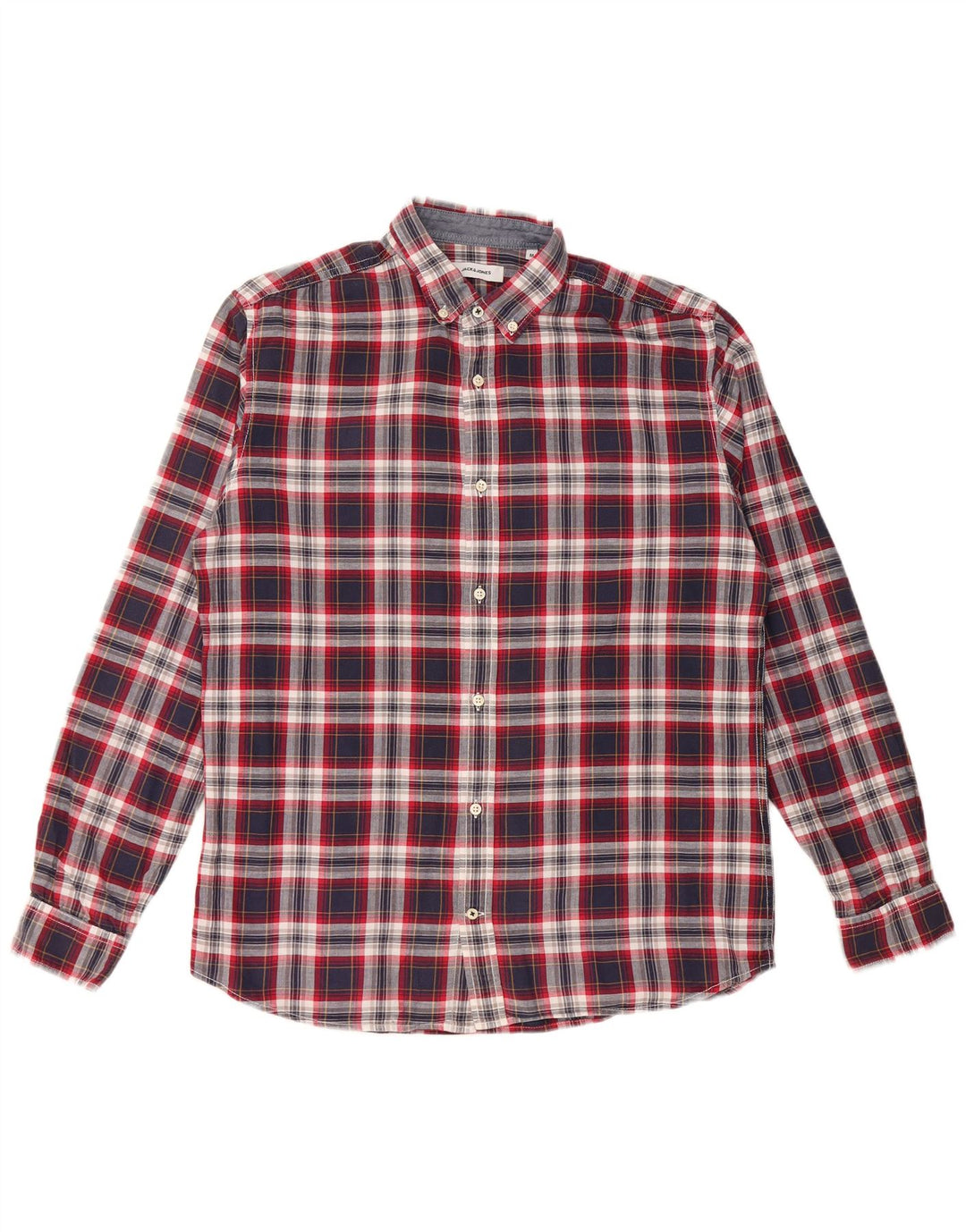 Cămașă pentru bărbați JACK & JONES, bumbac cu carouri, albastru marin mediu