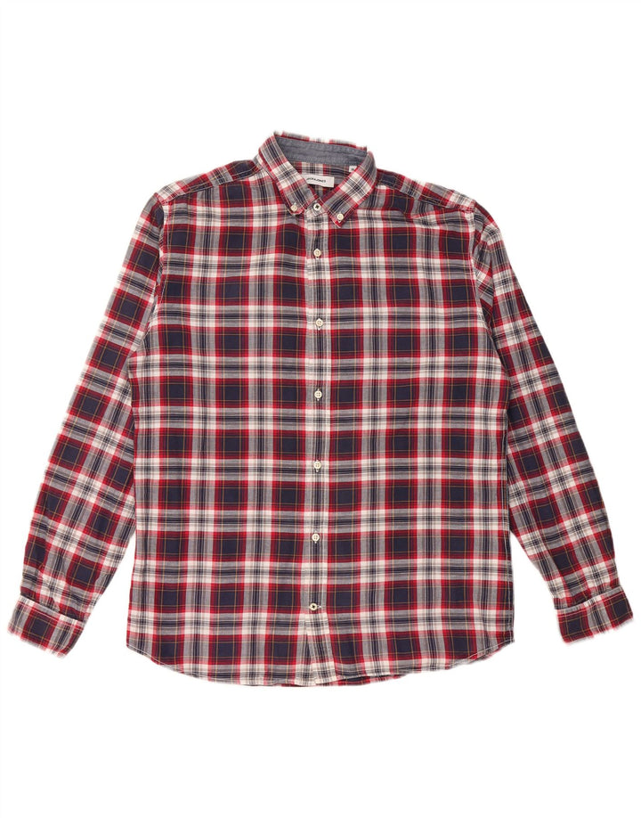 Cămașă pentru bărbați JACK & JONES, bumbac cu carouri, albastru marin mediu