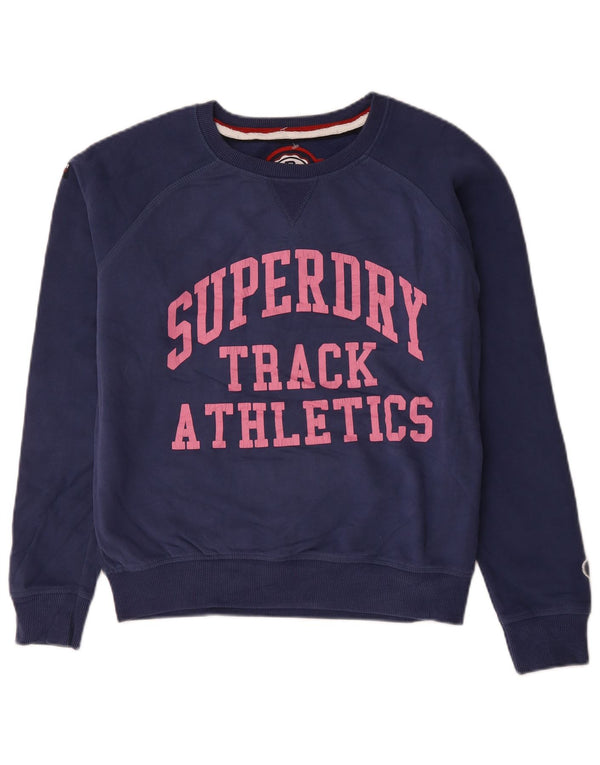 Pulover supradimensionat cu grafic Superdry pentru femei UK 14 Medium Bleumarin