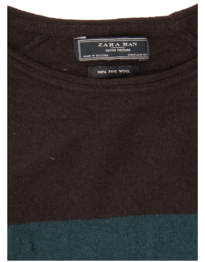 Pulover pentru bărbați Zara, cu gât de barcă, din lână multicoloră