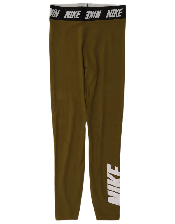 Leggings grafic Nike pentru femei UK 10, bumbac color-bloc kaki mic
