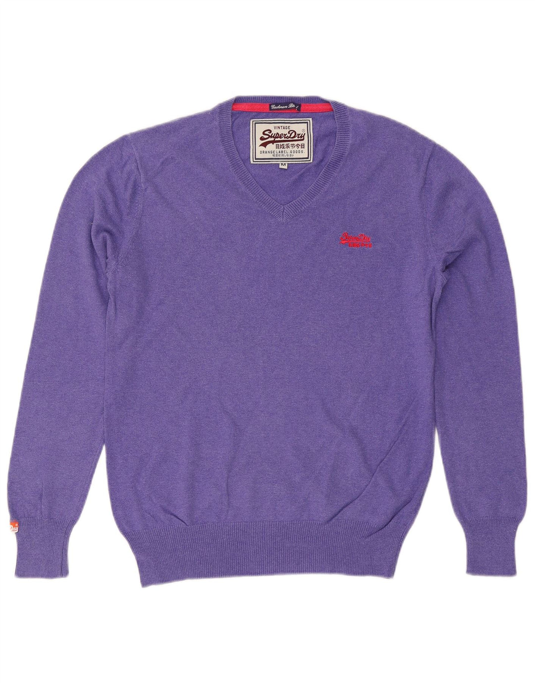 SUPERDRY Pulover cu decolteu în V pentru femei UK 14 Bumbac violet mediu