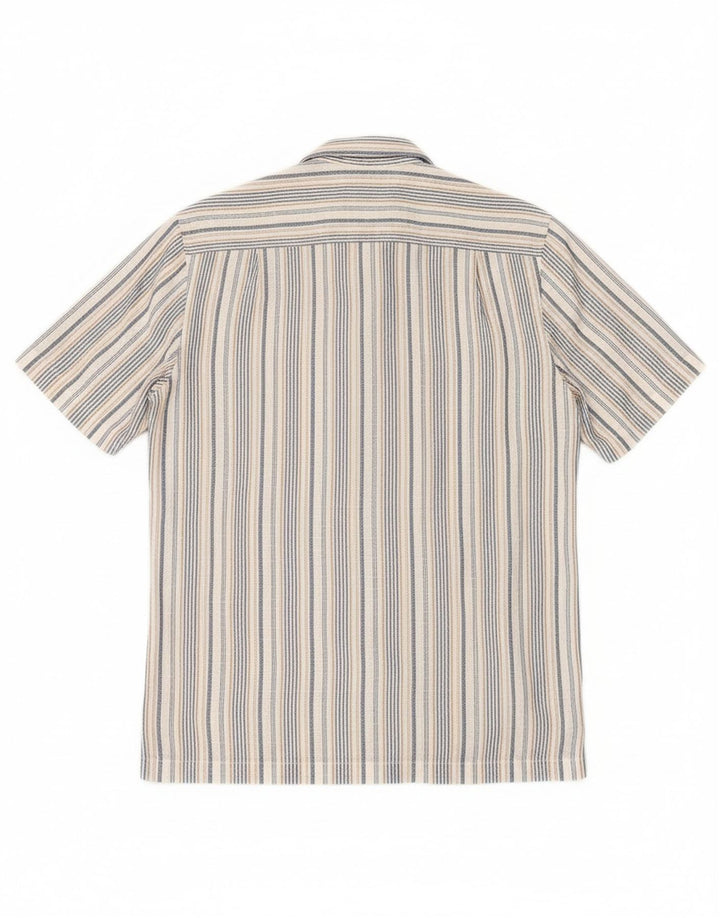 JAMES PRINGLE Mens Short Sleeve Shirt Small Blue Striped Cotton