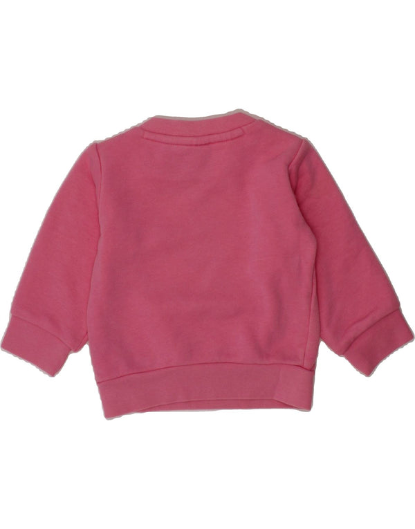 ADIDAS Baby Girls Graphic Sweatshirt Jumper 3-6 Months Pink Cotton