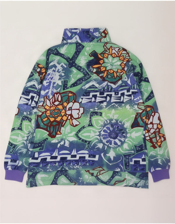 Maser M Womens Zip Neck Sweatshirt Jumper UK 16 Large Multicoloured Floral