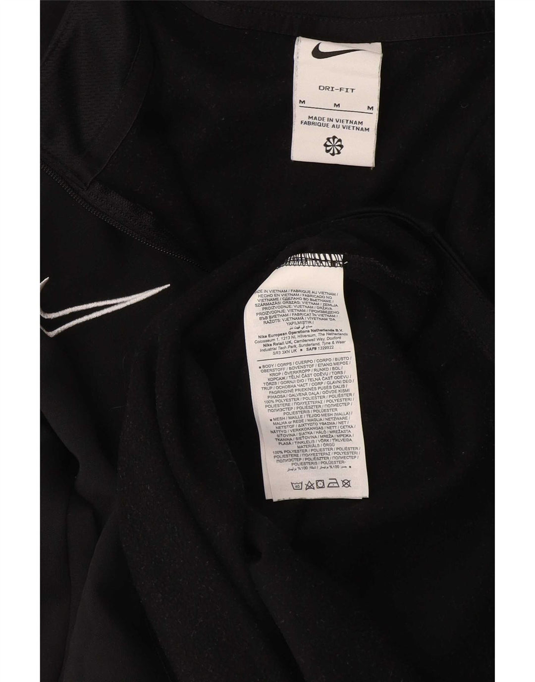 Top de trening pentru bărbați Dri Fit, cu fermoar și gât, negru, colorblock