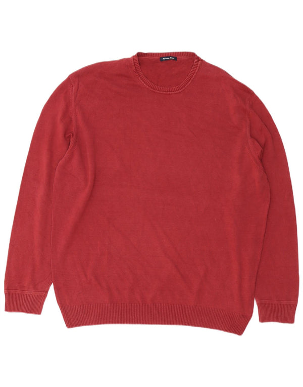 Pulover Massimo Dutti pentru bărbați cu gât crew pulover 2XL bumbac visiniu