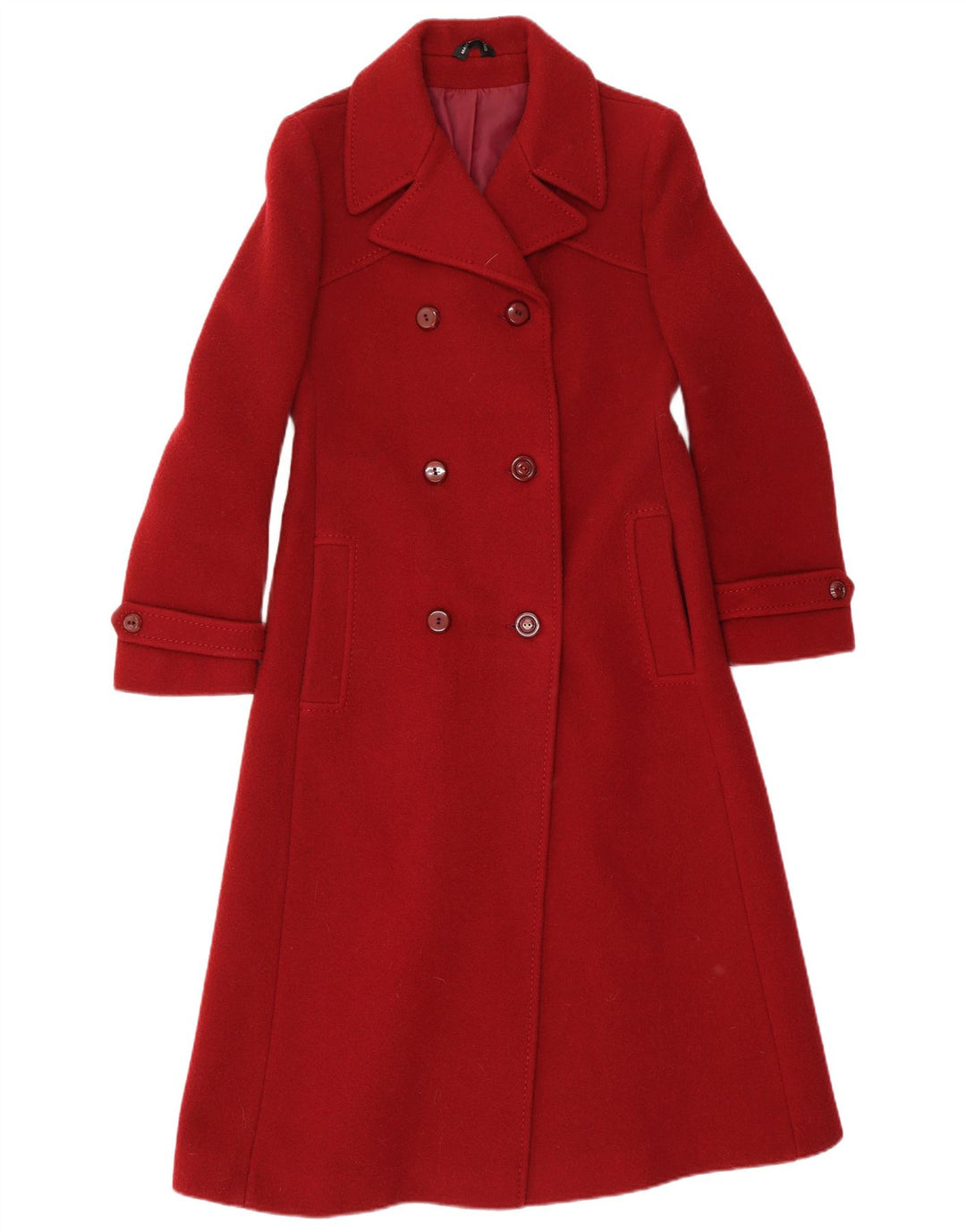 Palton dublu Breckmoor pentru femei UK 12 Medium Burgundy Lână nouă