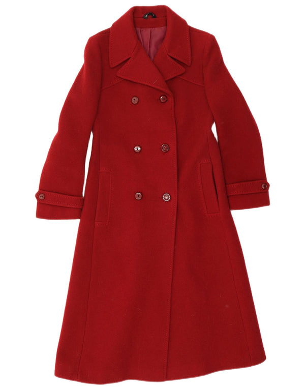 Palton dublu Breckmoor pentru femei UK 12 Medium Burgundy Lână nouă