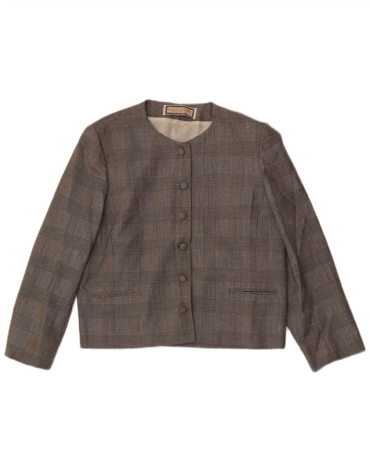 Jachetă Mansfield pentru femei cu 6 nasturi, UK 18 XL, poliester cu carouri gri