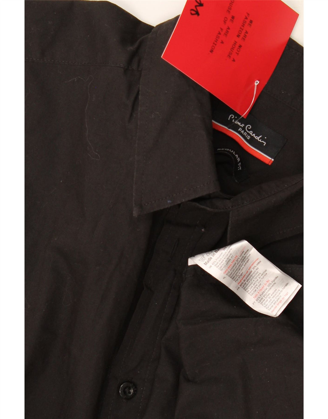 Cămașă cu mânecă scurtă pentru bărbați Pierre Cardin, cu o formă regulată, mare, negru, poliester