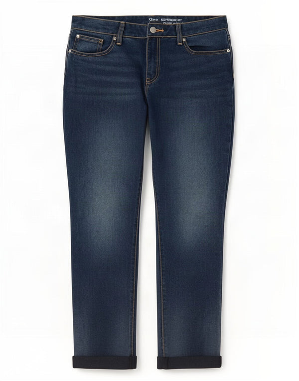Blugi Gap pentru femei Boyfriend Fit Tapered UK 10 Small W30 L27 Blue Bumbac