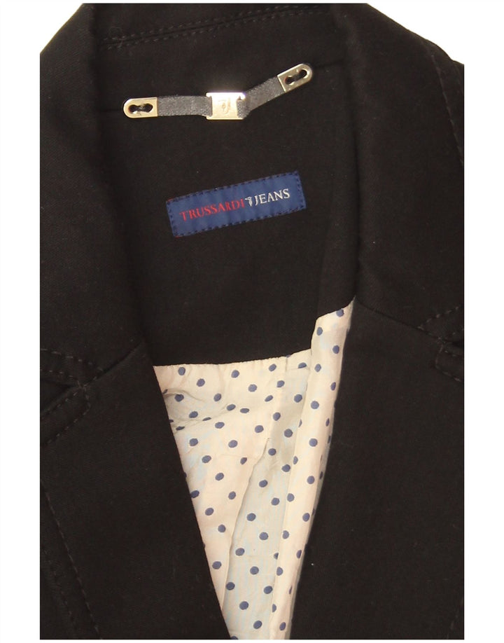 Jachetă Blazer pentru femei Trussardi Jeans cu 2 nasturi UK 14 Medium Black