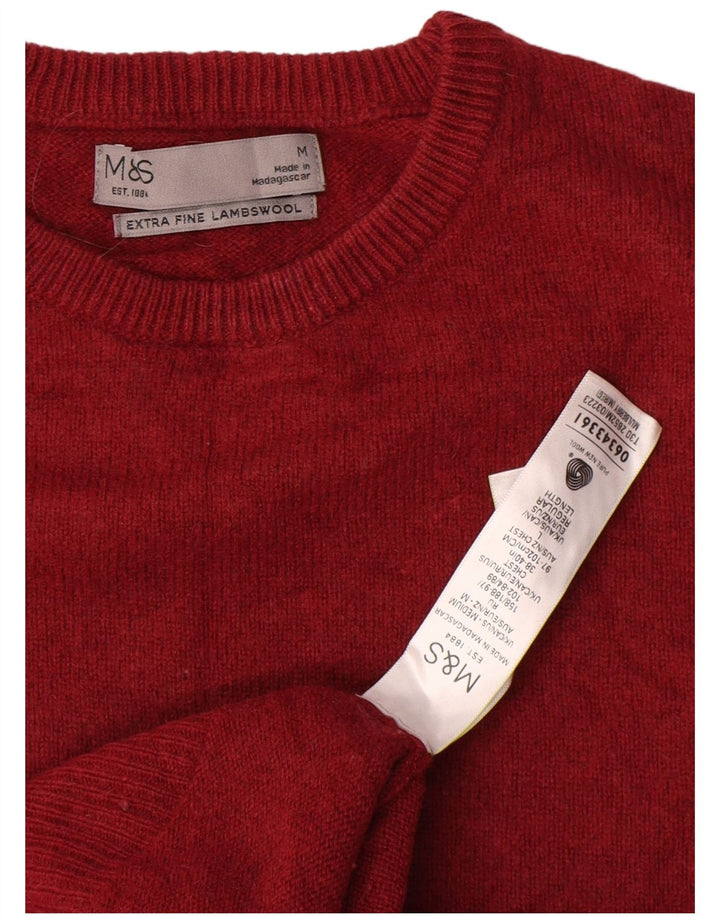 Pulover pentru bărbați Marks & Spencer cu gât roșu mediu lână roșie