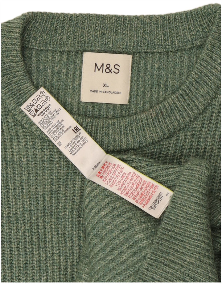Pulover pentru bărbați Marks & Spencer cu gât crew pulover XL verde poliamidă