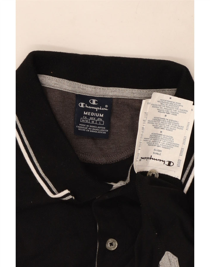 Tricou polo Champion pentru bărbați, bumbac mediu negru