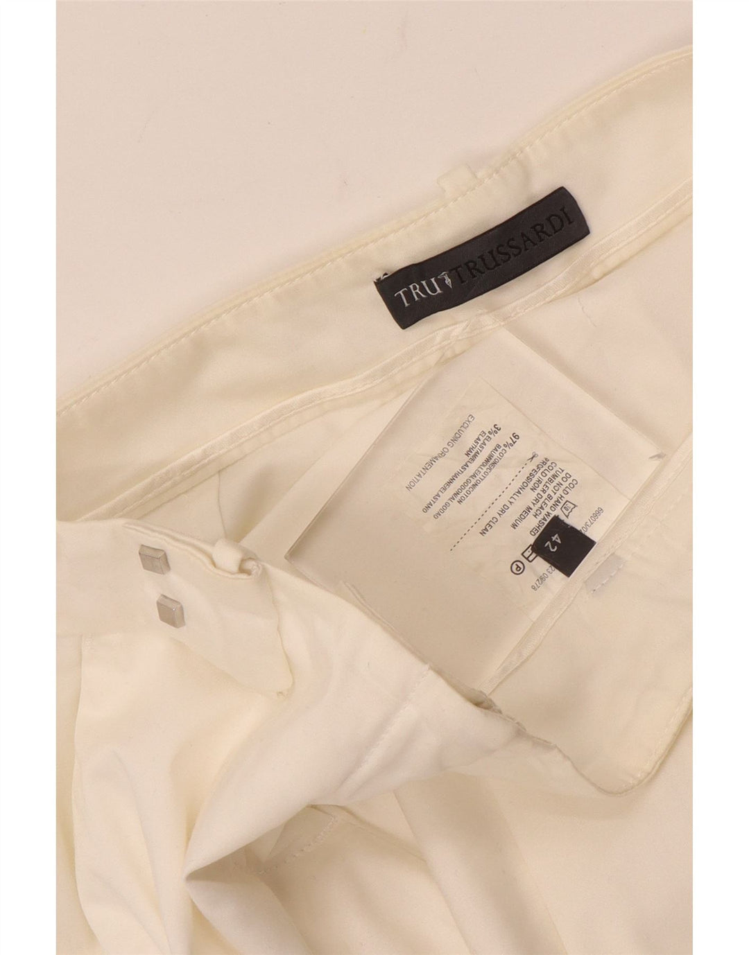 TRUSSARDI Pantaloni chino drepți pentru femei IT 42 Medium W28 L28 Bumbac alb