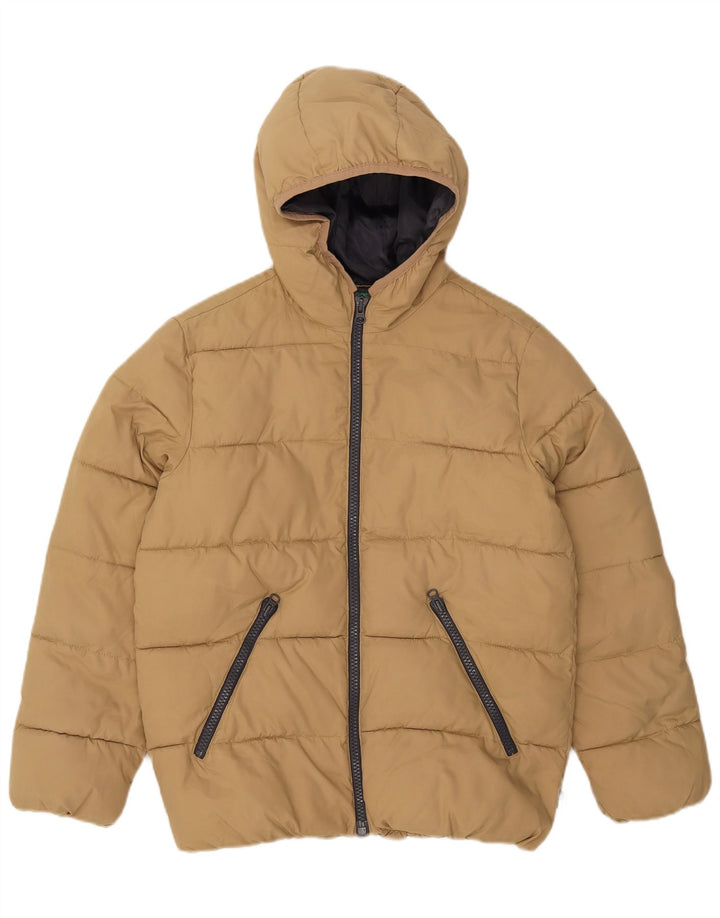 Jachetă căptușită cu glugă BENETTON pentru băieți 11-12 ani 2XL poliester bej