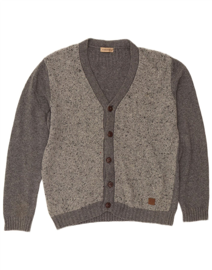 Pulover cardigan pentru bărbați Il Granchio IT 50 Lână cu pete gri mediu