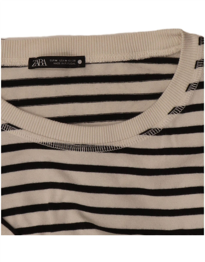 Top femeie Zara cu mânecă lungă UK 14 Medium White Striped Nautical