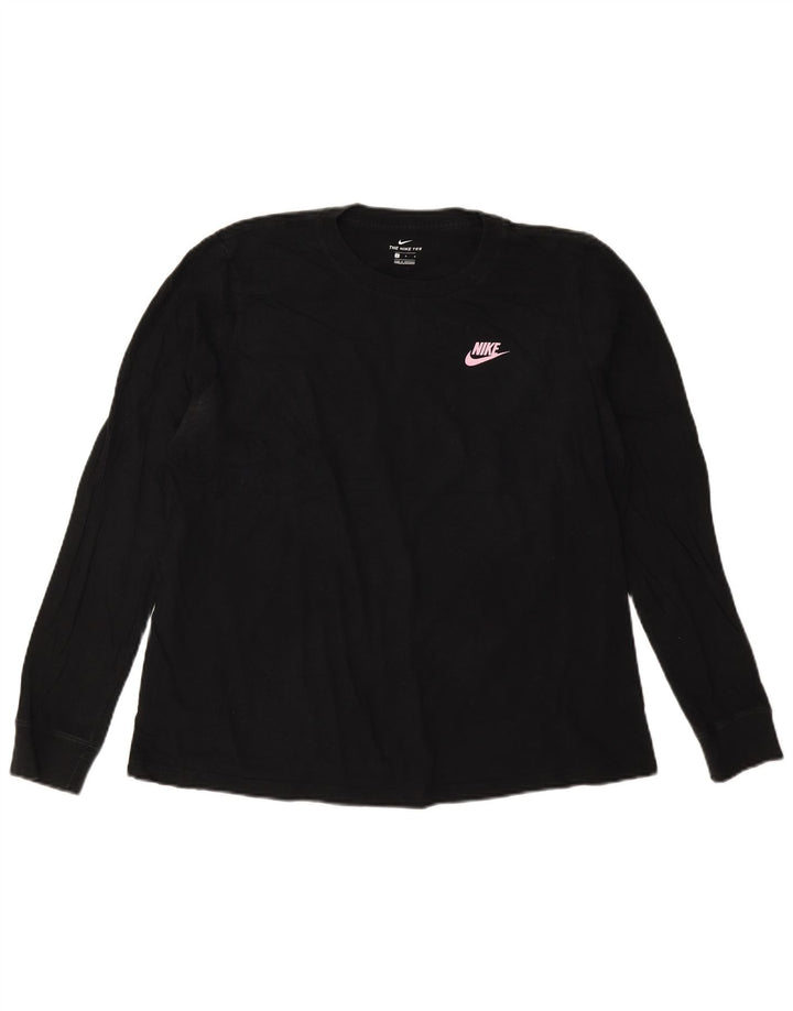 Top pentru femei NIKE cu mânecă lungă UK 16 mare, negru, bumbac