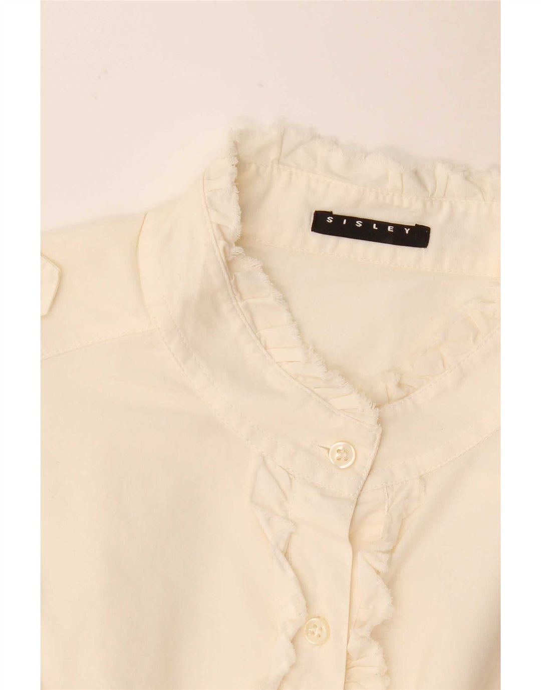 Cămașă militară cu volane pentru femei Sisley UK 12 Medium White