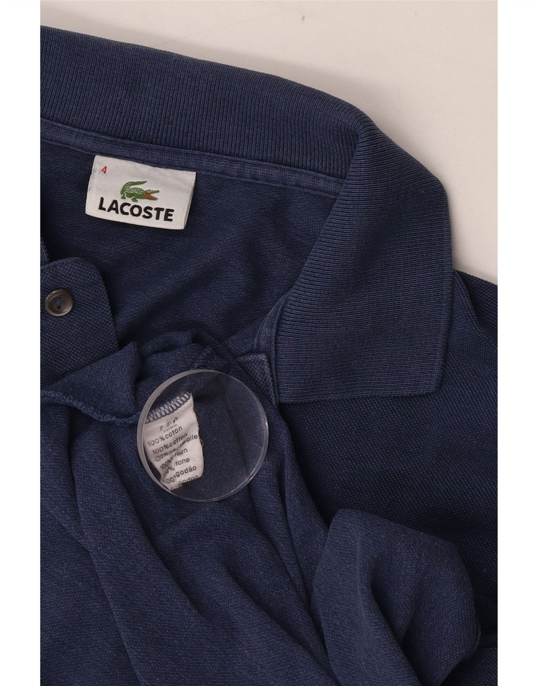 Tricou polo Lacoste pentru bărbați, mărime 4, bumbac albastru bleumarin mediu