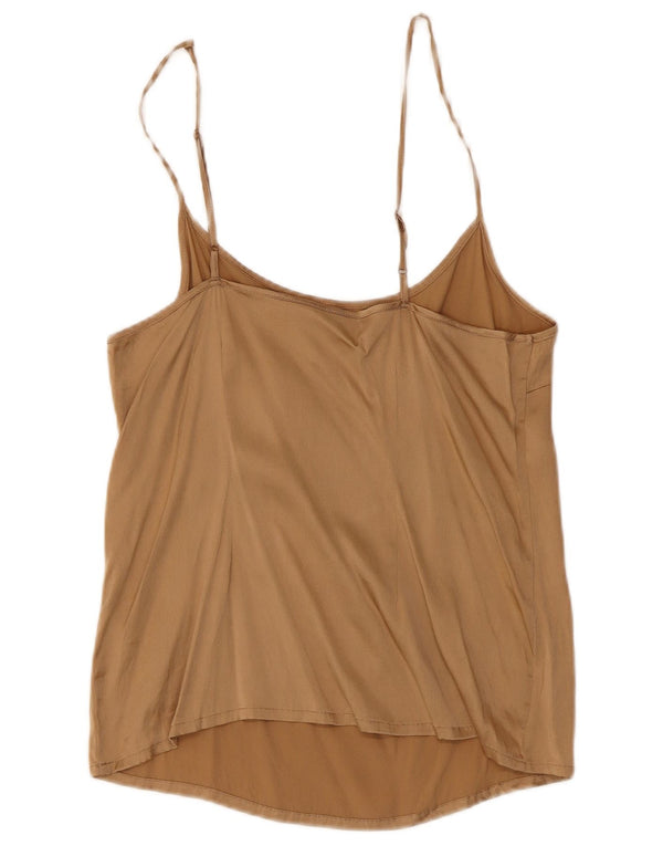 Vintage Cami Top pentru femei UK 8 Small Brown Silk