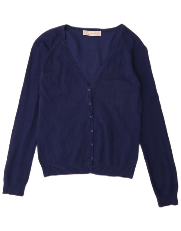 Pulover cardigan pentru femei Zara UK 14 mare bumbac bleumarin