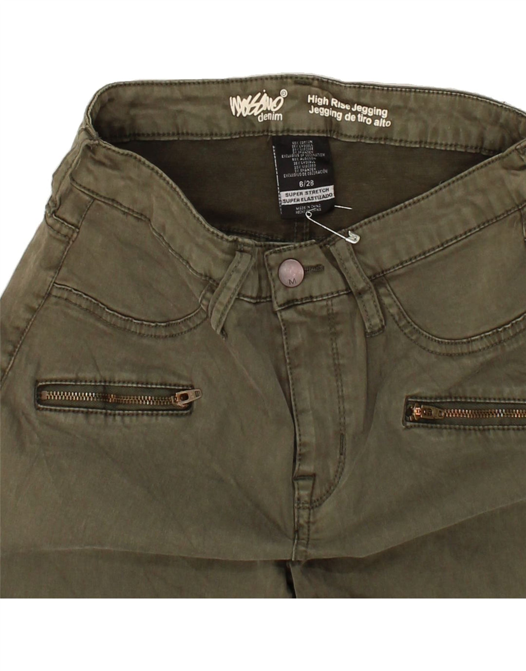 MOSSIMO Womens High Rise Jegging Jeans W28 L27 Khaki Cotton Vintage Mossimo and Second-Hand Mossimo from Messina Hembry 