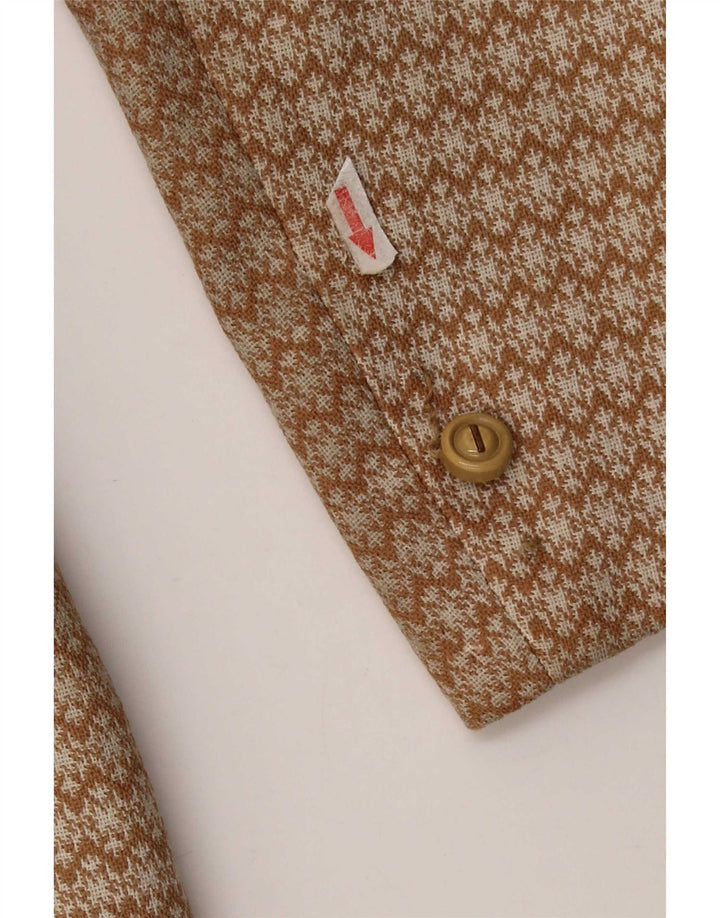 Pardesiu vintage pentru femei UK 10 Small Beige Geometric