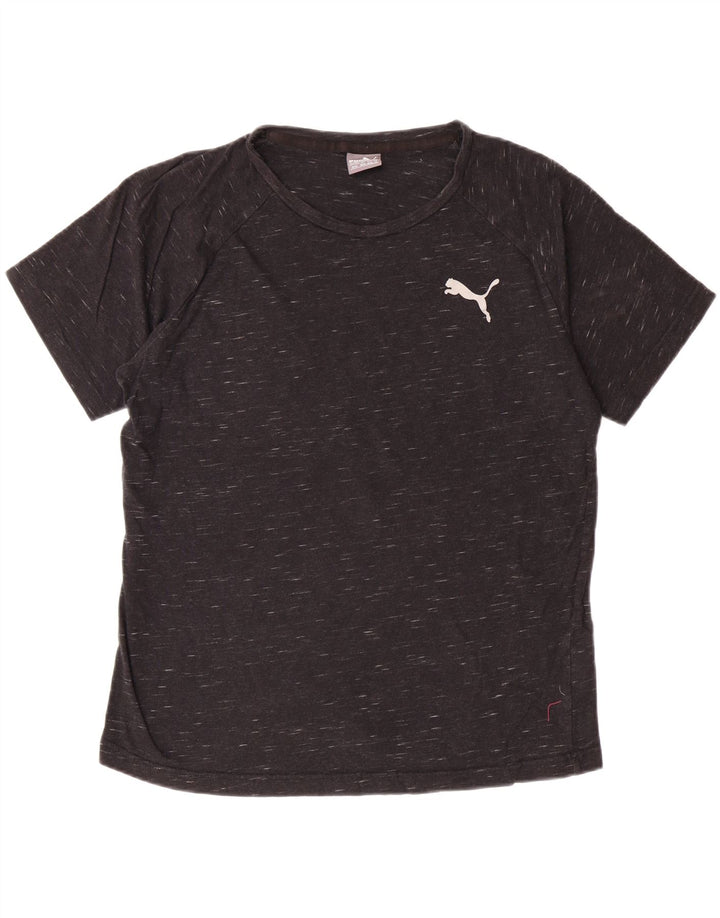 PUMA Womens T-Shirt Top UK 14 Medium Black Flecked Cotton Vintage Puma and Second-Hand Puma from Messina Hembry 